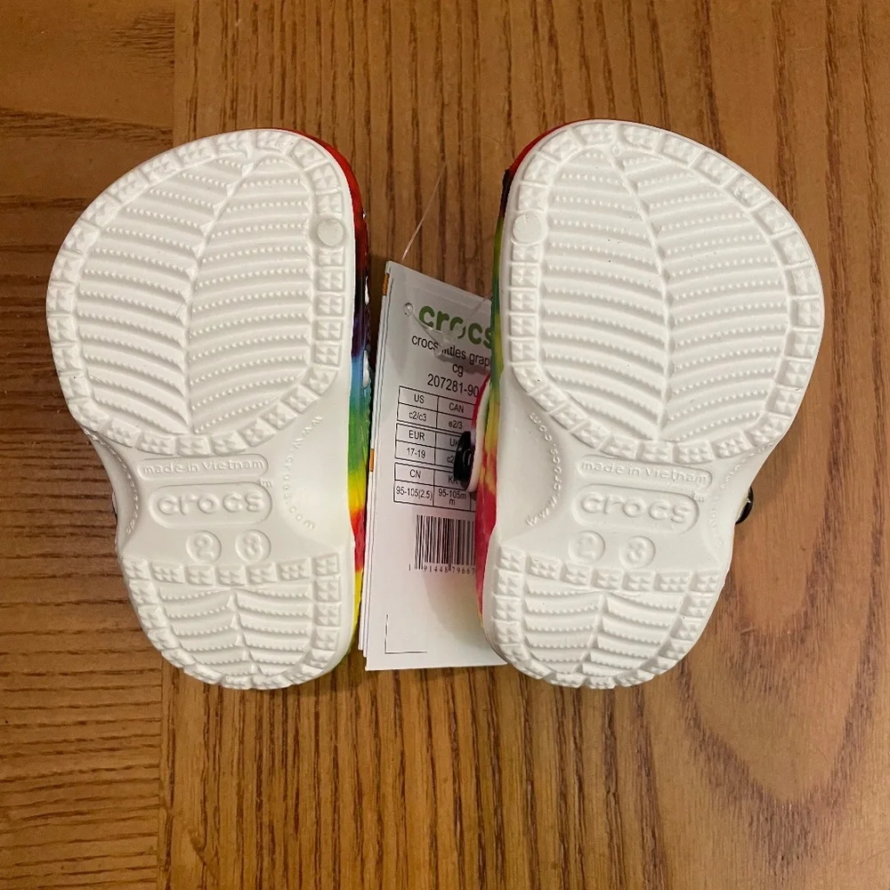 NWT C2C3 Crocs INFANT Littles Tie Dye Graphic Clog Multicolor